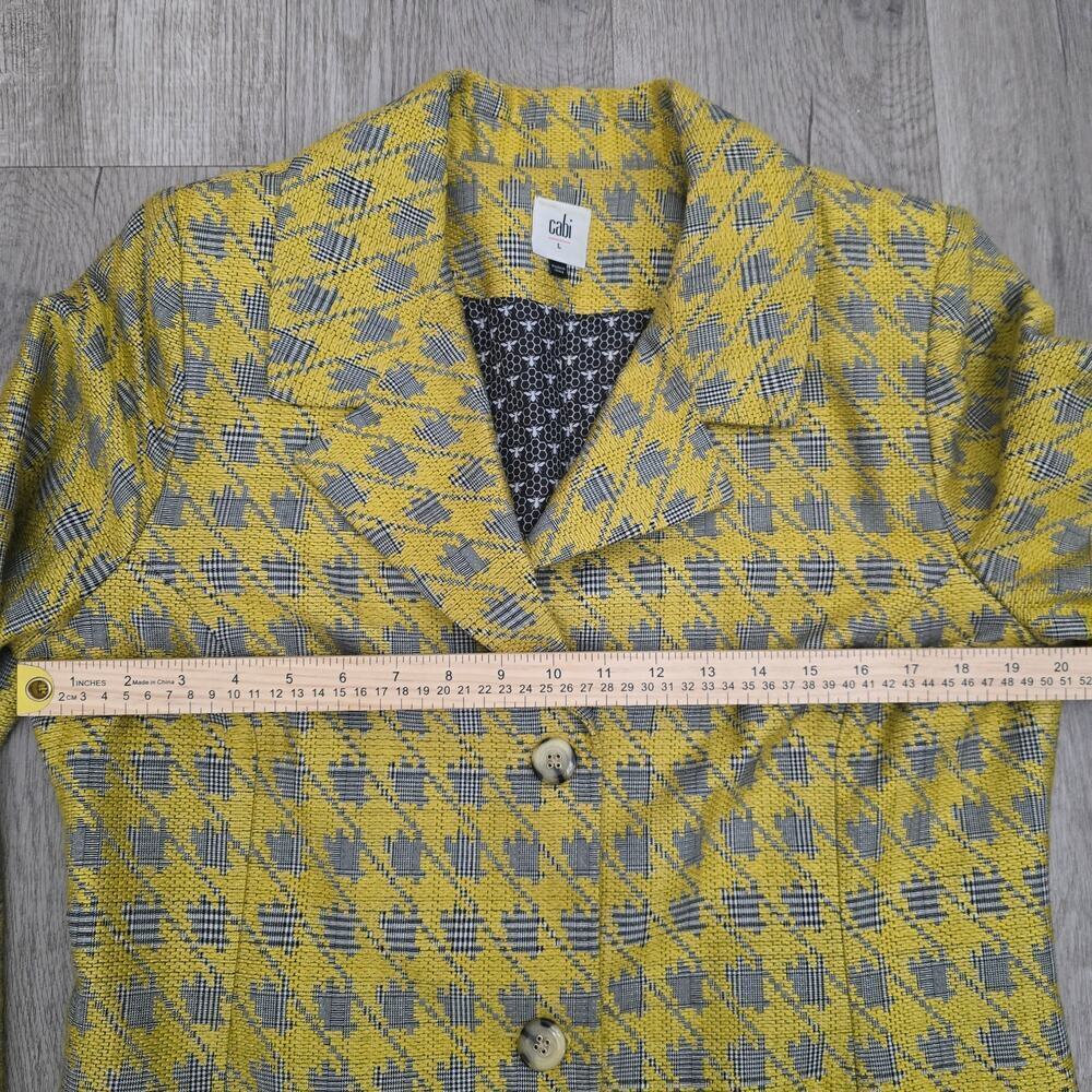 Cabi Regency Yellow Gray Houndstooth Coat Jacket Sz L Tailored Academia Workwear - Picture 6 of 11